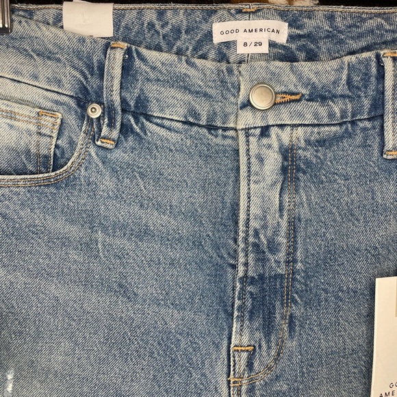 Good American Good Classic High Rise Distressed Jeans Size 8 NWT - Picture 7 of 9